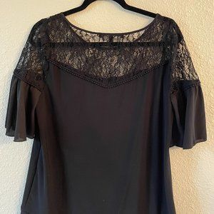 See through black lace shoulders